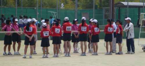 ソフトテニス女子2回戦試合前