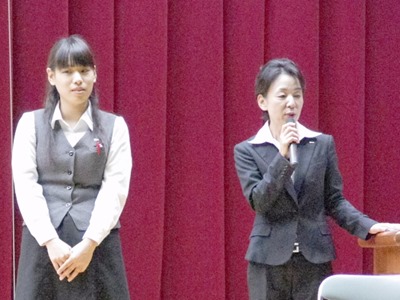 卒業生を迎えて因島高校で講演会