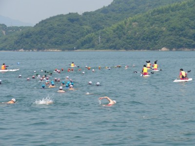 瀬戸田と佐木島間の遠泳大会